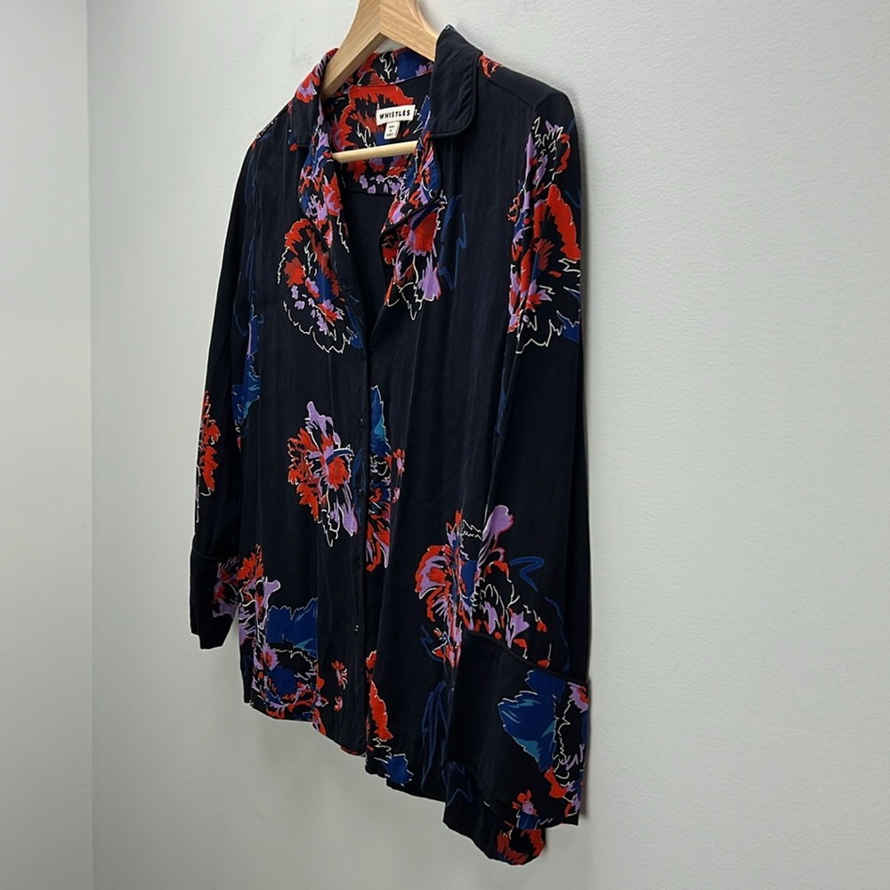 Whistles Blouse Top Freya Hibiscus Floral Dress Shirt Womens Small Designer Bold - Picture 5 of 9